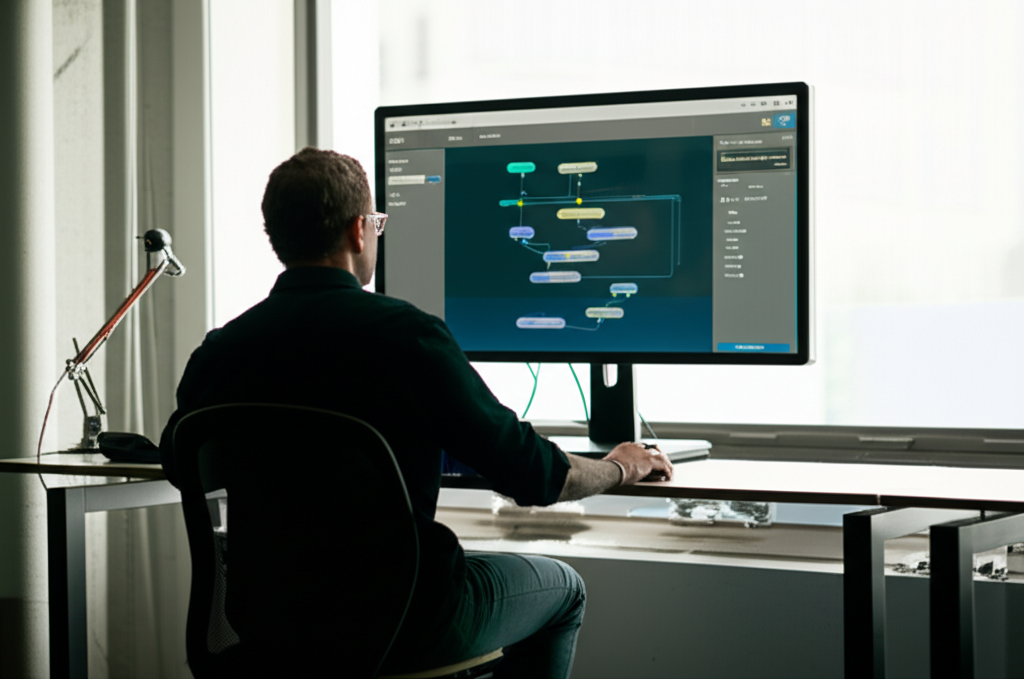 Image showing This image encapsulates the vision of vibe coding and human-centric automation, illustrating how AI-...