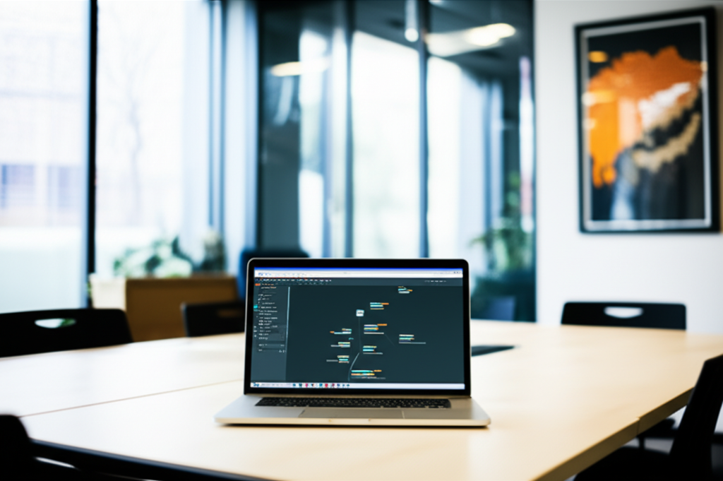 Image showing This image depicts the type of modern workspace where collaborative ideation, often using online min...