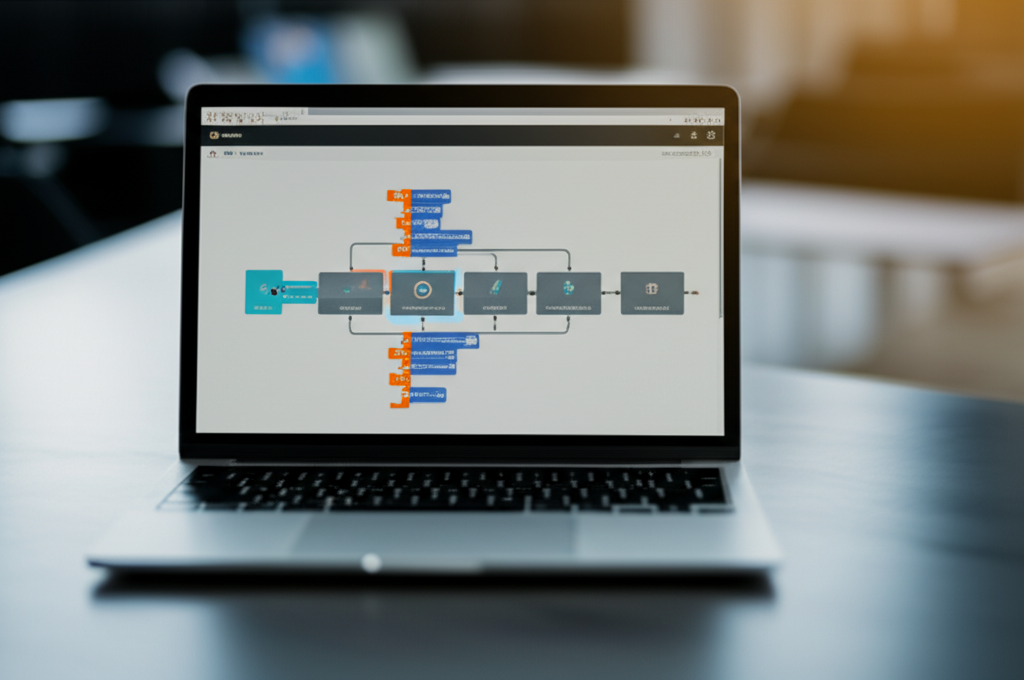 Image showing This image directly visualizes the core concept of low-code development as building with 'digital LE...