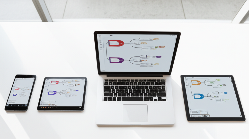 Image showing This image highlights the critical features of real-time collaboration and seamless cross-device syn...