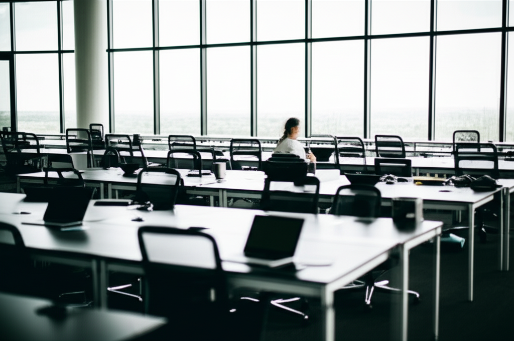 Image showing This image captures the essence of modern hybrid and flexible work environments, a significant aspec...