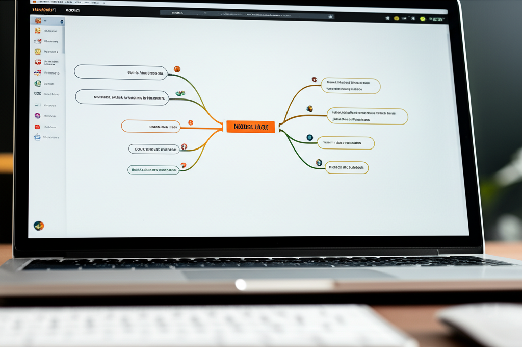 Image showing This image visually represents the core concept of mind mapping, showing how digital tools help orga...
