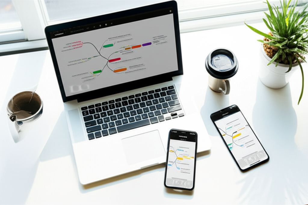 Image showing This image captures the essence of modern digital mind mapping as an organized, evolving, and cross-...