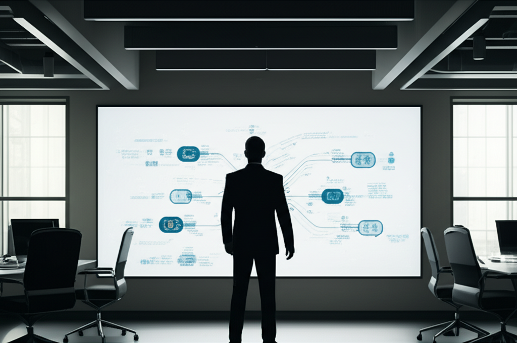 Image showing This image depicts the advanced future where AI agents can interpret and act upon mind maps as full ...