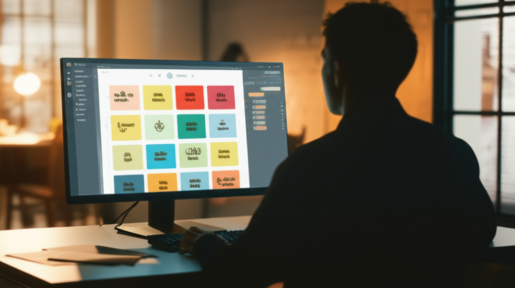 Image showing This image depicts the core concept of AI-native no-code and vibe coding, showing an individual inte...